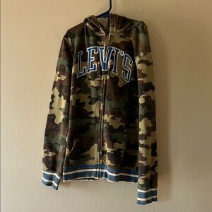 Levi's Green Camouflage Hoodie with Blue Details